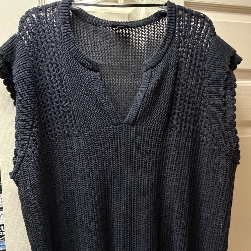Torrid Plus Size 3 Black Open Knit Sweater Vest